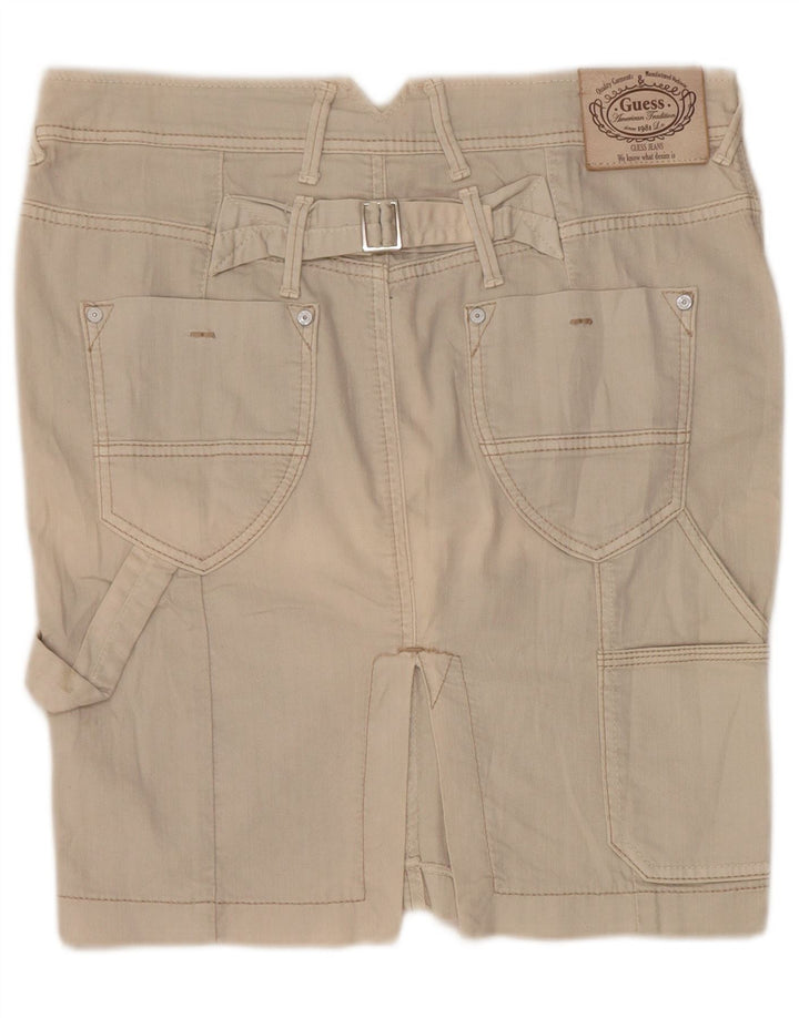Guess Womens Denim Cargo Skirt W28 Medium Beige Cotton