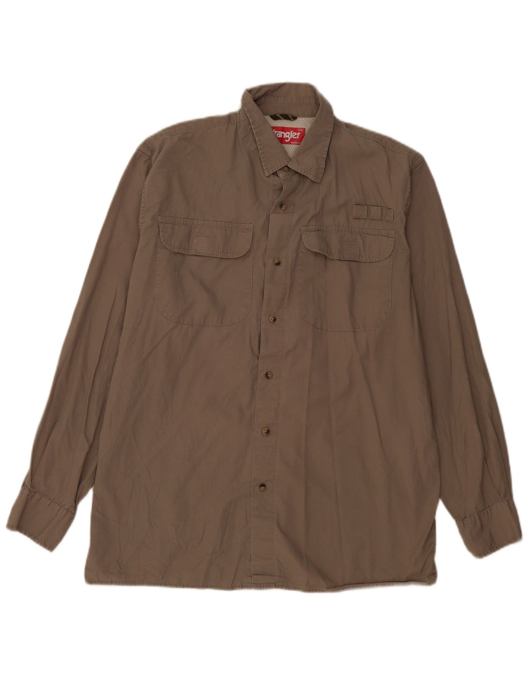 Wrangler Mens Shirt Medium Khaki Cotton