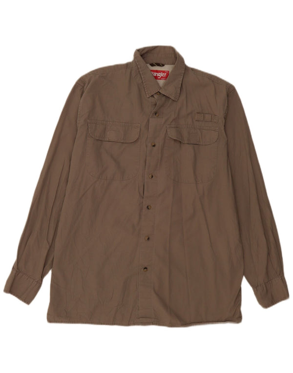 Wrangler Mens Shirt Medium Khaki Cotton