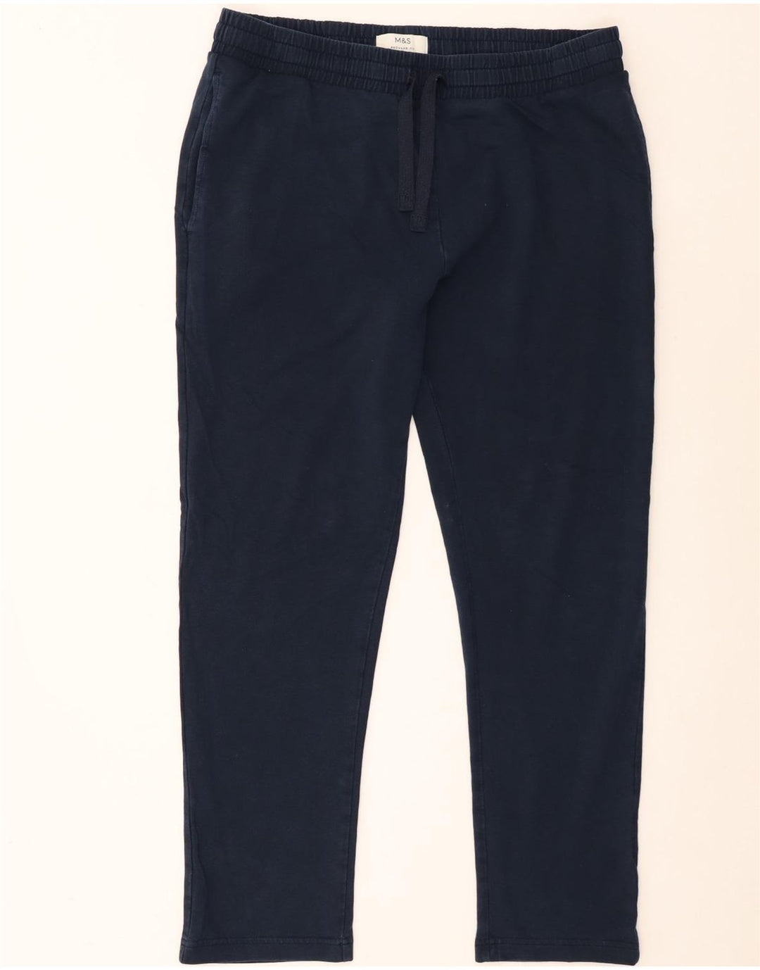 Marks & Spencer Mens Regular Fit Tracksuit Trousers Large Navy Blue Cotton