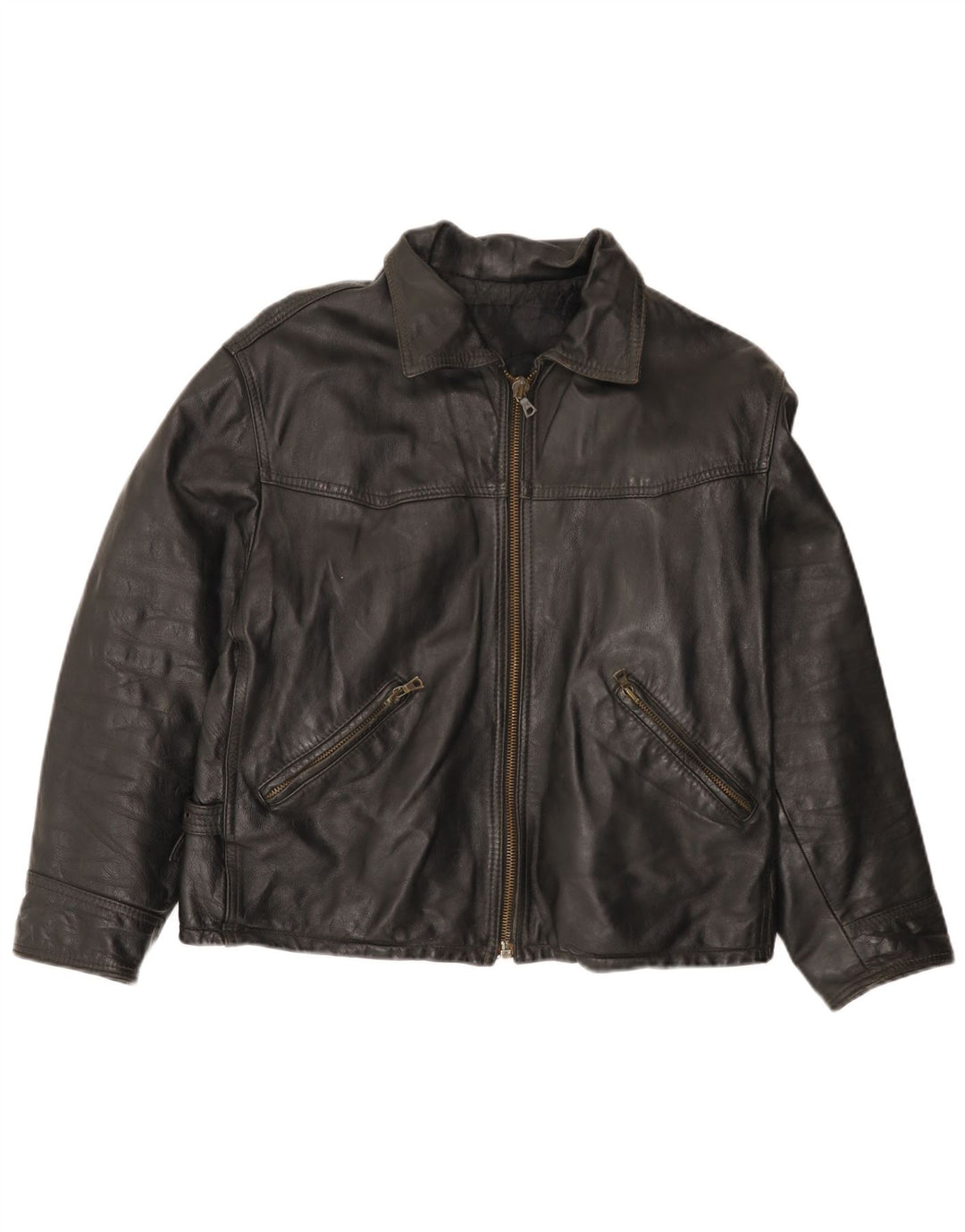 Vintage Mens Leather Jacket UK 42 XL Black Leather
