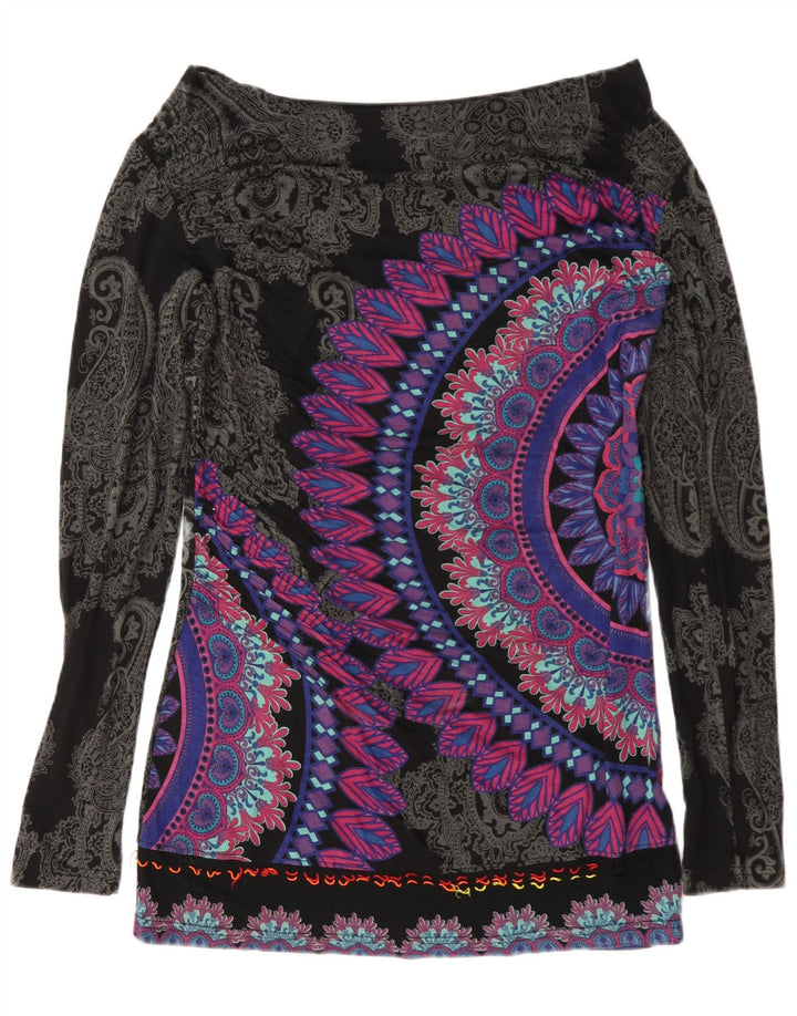 Desigual Womens Lash Graphic Top Long Sleeve UK 12 Medium Multicoloured