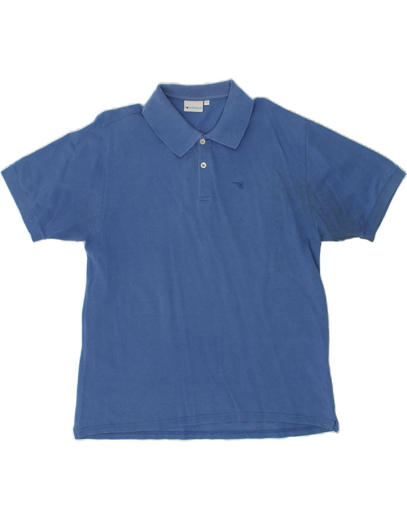 DIADORA Mens Polo Shirt Large Blue Cotton | Vintage Diadora | Thrift | Second-Hand Diadora | Used Clothing | Messina Hembry 