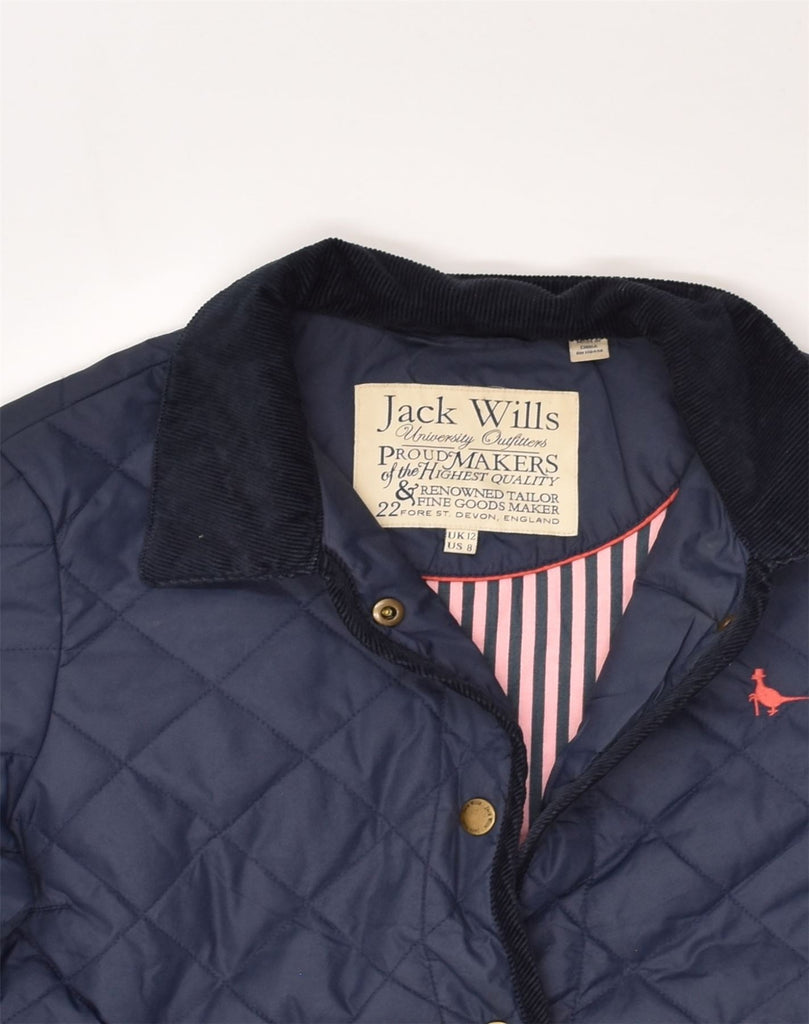 JACK WILLS Womens Quilted Jacket UK 12 Medium Navy Blue Polyester | Vintage Jack Wills | Thrift | Second-Hand Jack Wills | Used Clothing | Messina Hembry 