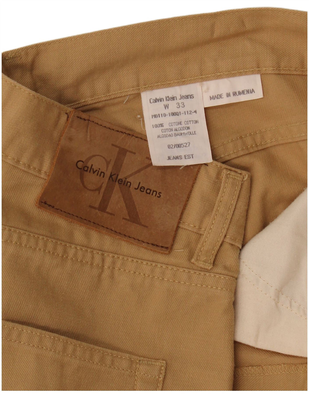 Calvin Klein Mens Straight Jeans W33 L29 Beige Cotton