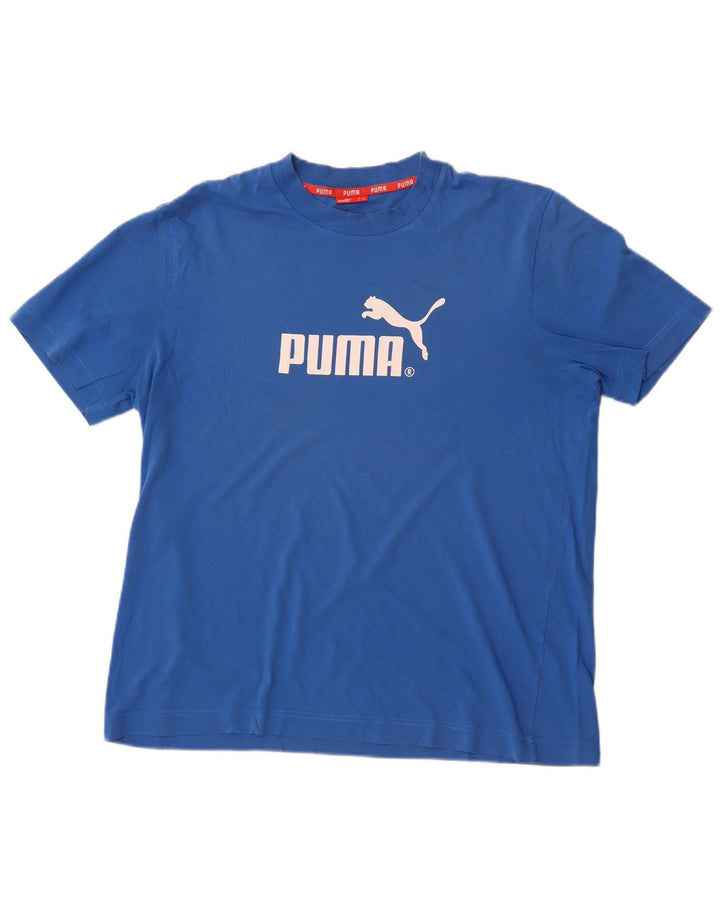 Puma Mens Graphic T-Shirt Top Large Blue Cotton