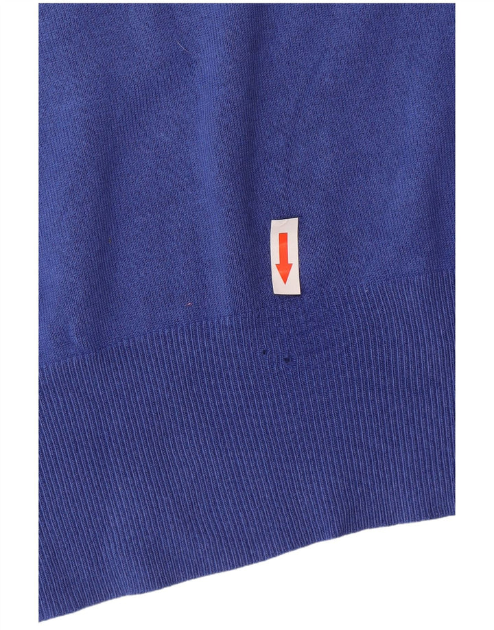 Marks & Spencer Womens V-Neck Jumper Sweater UK 16 Large Blue Polyamide