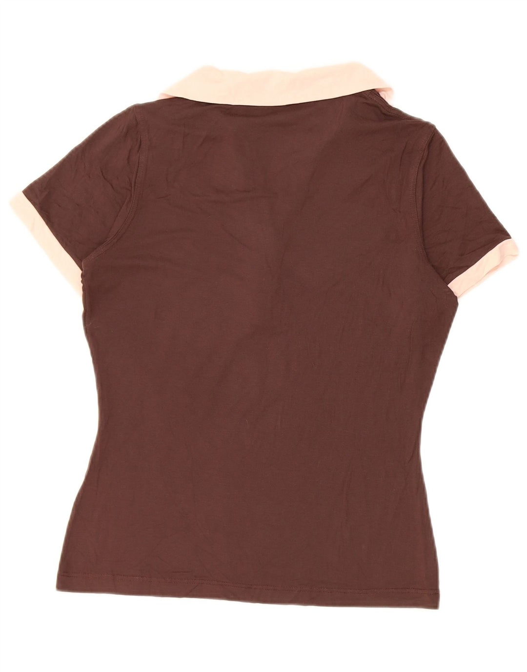 Fred Perry Womens Polo Shirt UK 12 Medium Brown Colourblock