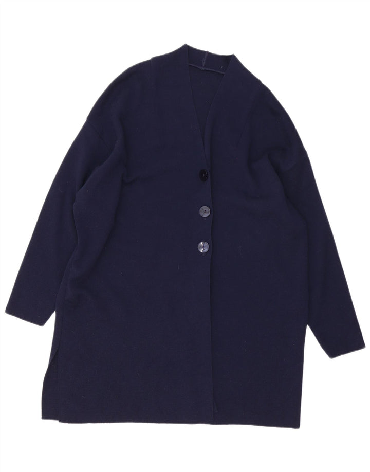 Marks & Spencer Womens Longline Cardigan Sweater UK 12 Medium Navy Blue