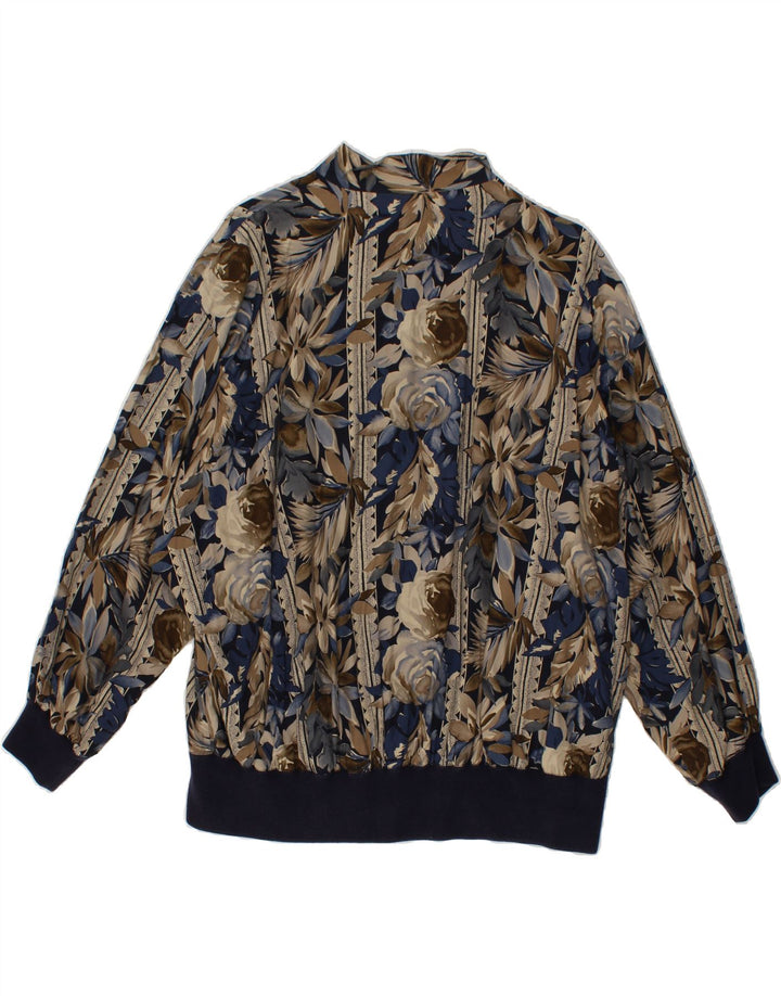 FELICIA Womens Bomber Jacket IT 48 XL Navy Blue Floral Cotton Vintage Felicia and Second-Hand Felicia from Messina Hembry 