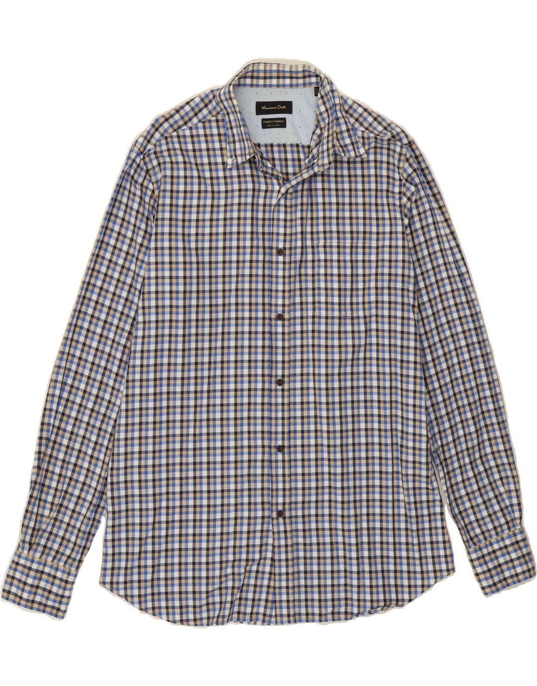 MASSIMO DUTTI Mens Shirt Medium Blue Check Cotton Vintage Massimo Dutti and Second-Hand Massimo Dutti from Messina Hembry 