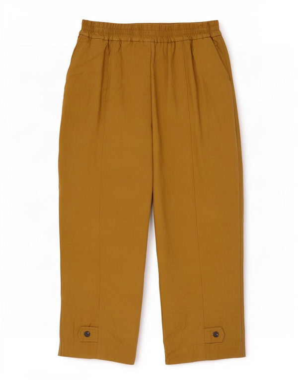 Zara Womens Loose Fit Capri Trousers Medium W28 L23 Khaki Viscose