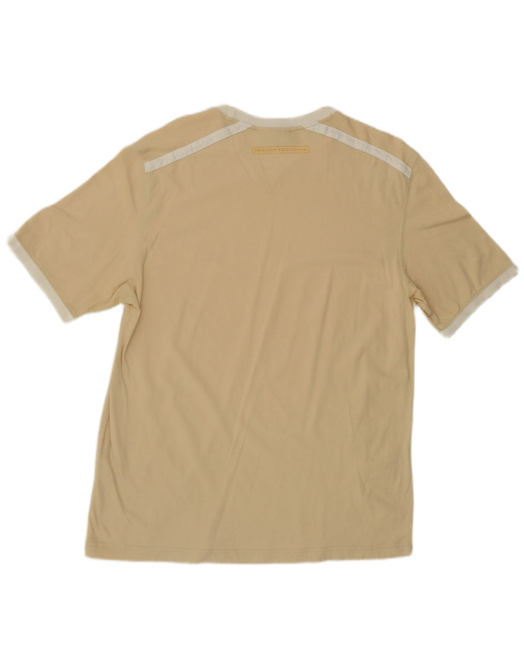 Sergio Tacchini Mens T-Shirt Top Large Beige Cotton