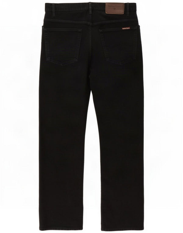 Marlboro Classics Mens Straight Casual Trousers W34 L32 Black Cotton