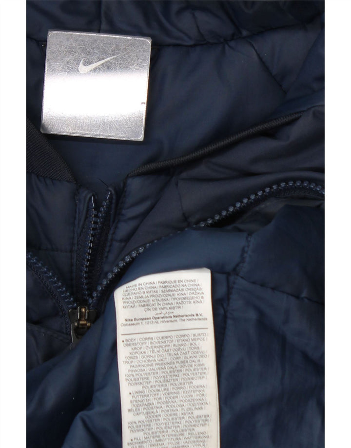 Nike Mens Hooded Padded Coat UK 38 Medium Navy Blue Polyester
