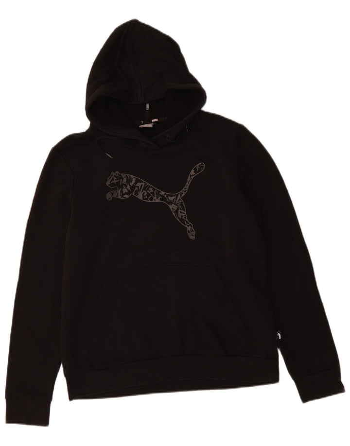 PUMA Womens Graphic Hoodie Jumper UK 16 Large Black Cotton