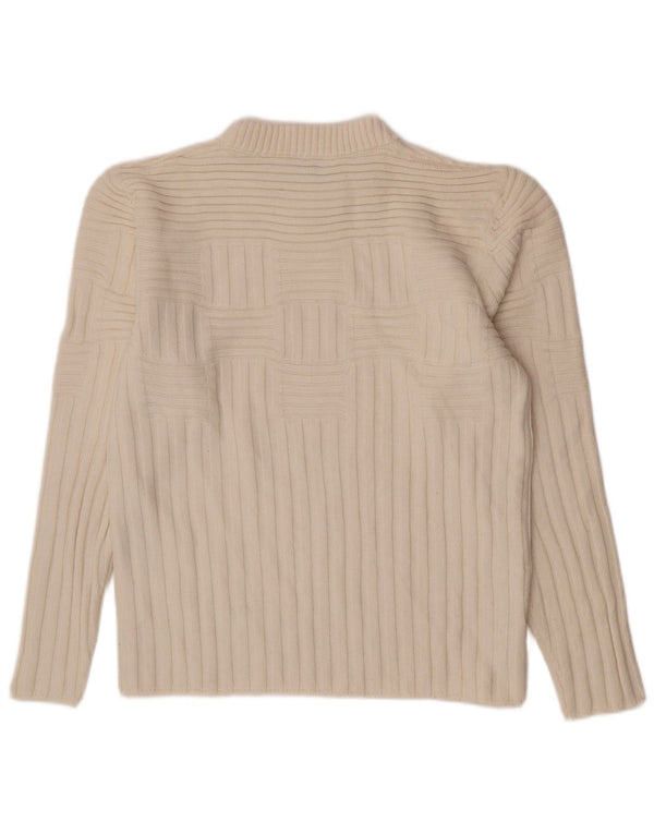 Bikkembergs Womens Crew Neck Jumper Sweater UK 12 Medium Off White