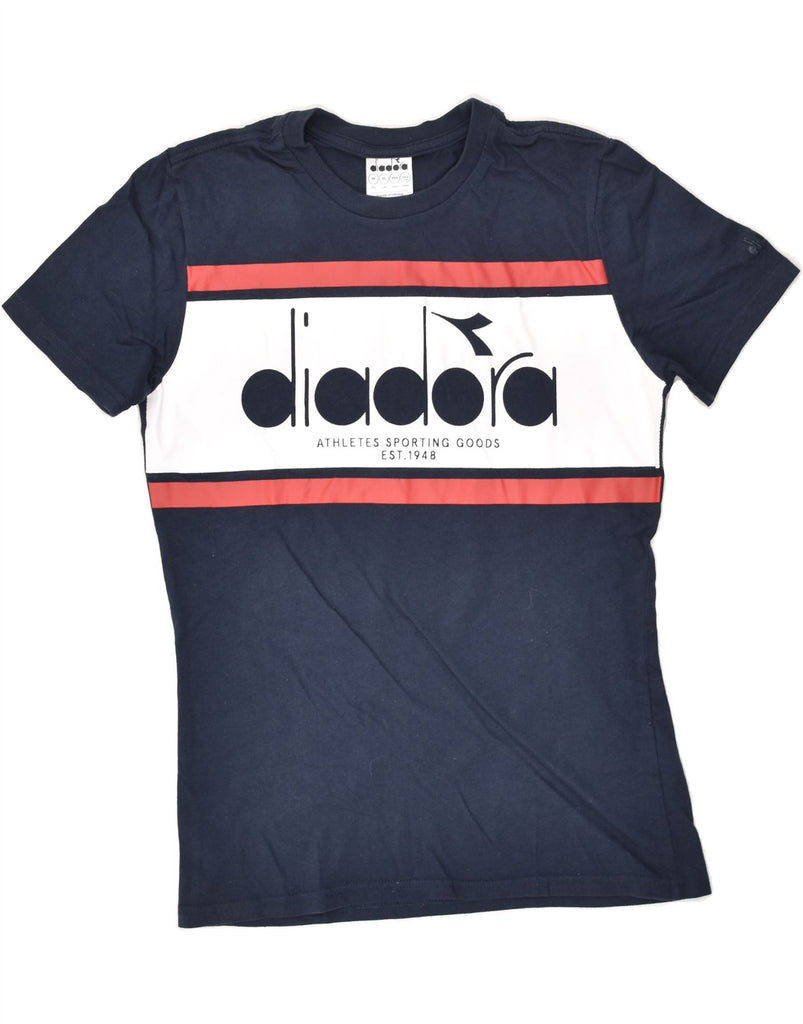 DIADORA Mens Graphic T-Shirt Top XS Navy Blue Cotton | Vintage Diadora | Thrift | Second-Hand Diadora | Used Clothing | Messina Hembry 