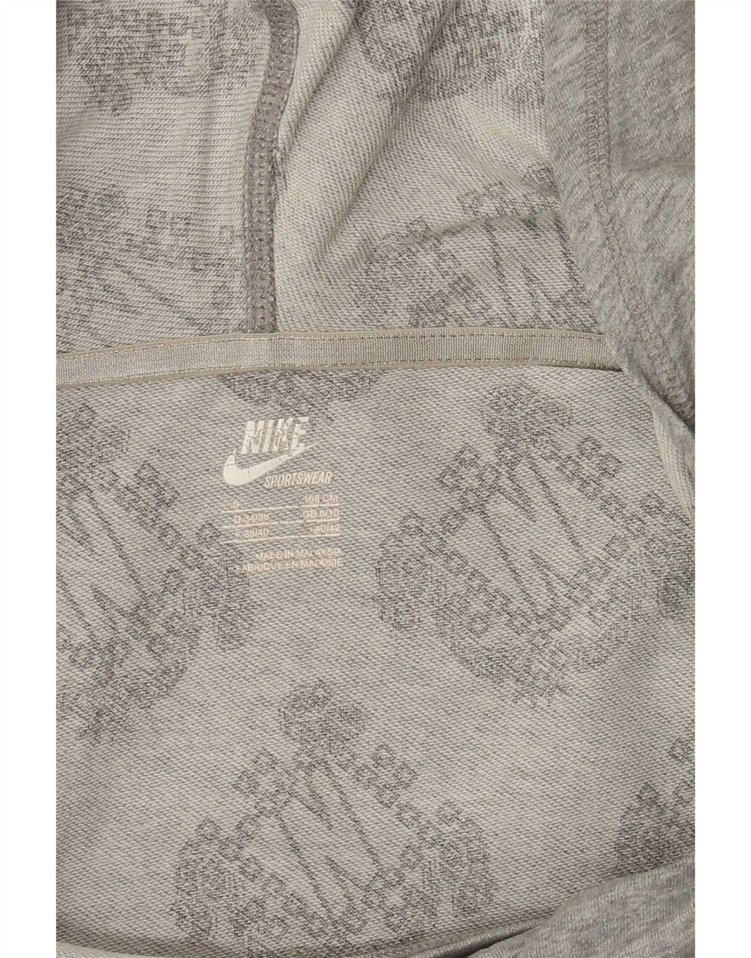 Nike Womens Hoodie Jumper UK 8/10 Small Grey Flecked