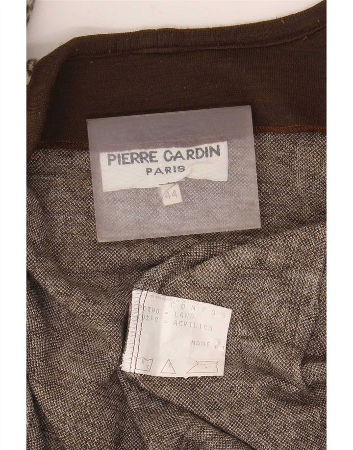 Pierre Cardin Womens Gilet IT 44 Medium Brown Animal Print Wool