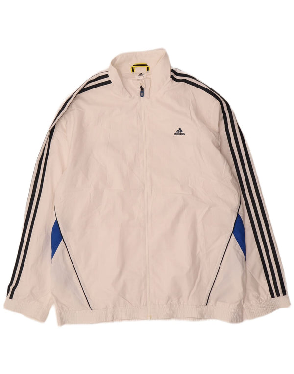 Adidas Mens Tracksuit Top Jacket UK 44/46 Large White Colourblock Polyester