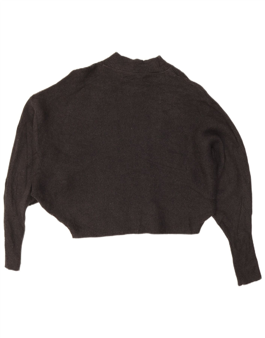 Zara Womens Batwing Crop Turtle Neck Jumper Sweater UK 16 Large Grey