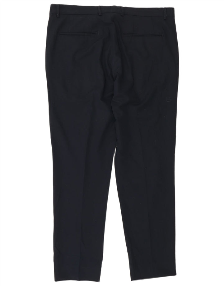 Zara Mens Slim Chino Trousers EU 42 Large W32 L29 Navy Blue Polyester