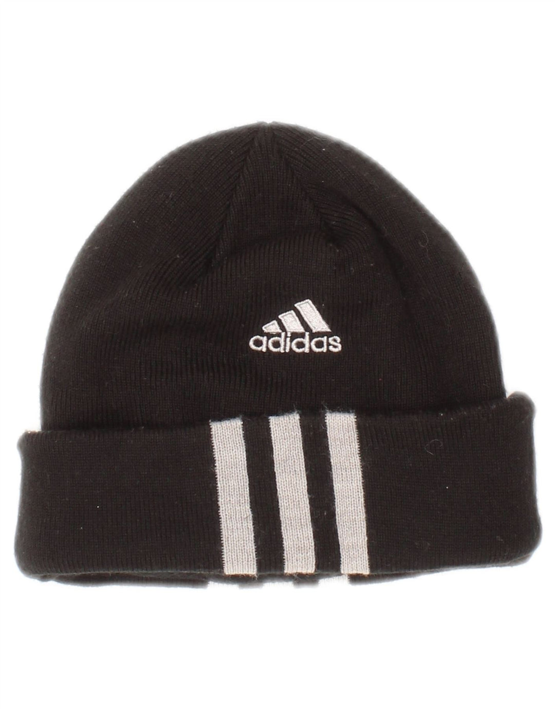Adidas Boys Beanie Hat One Size Black Striped Polyester