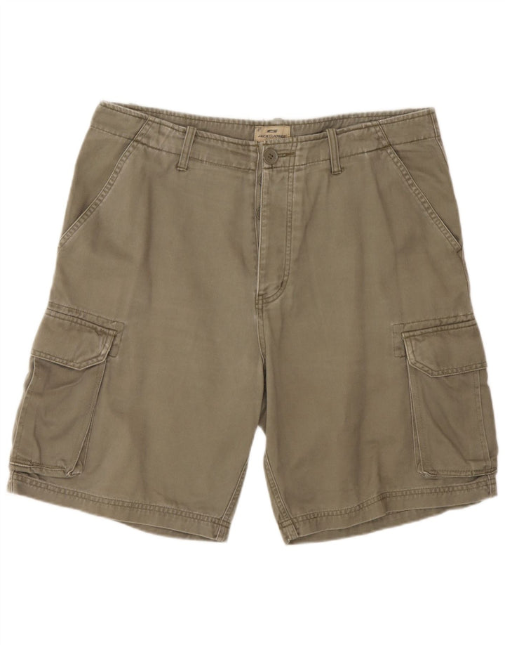 Jack & Jones Mens Cargo Shorts Large W34 Khaki Cotton