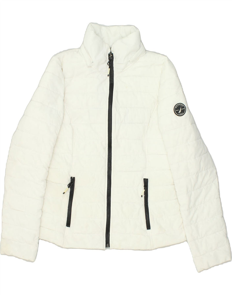 NAUTICA Womens Padded Jacket UK 14 Medium White Polyester | Vintage Nautica | Thrift | Second-Hand Nautica | Used Clothing | Messina Hembry 