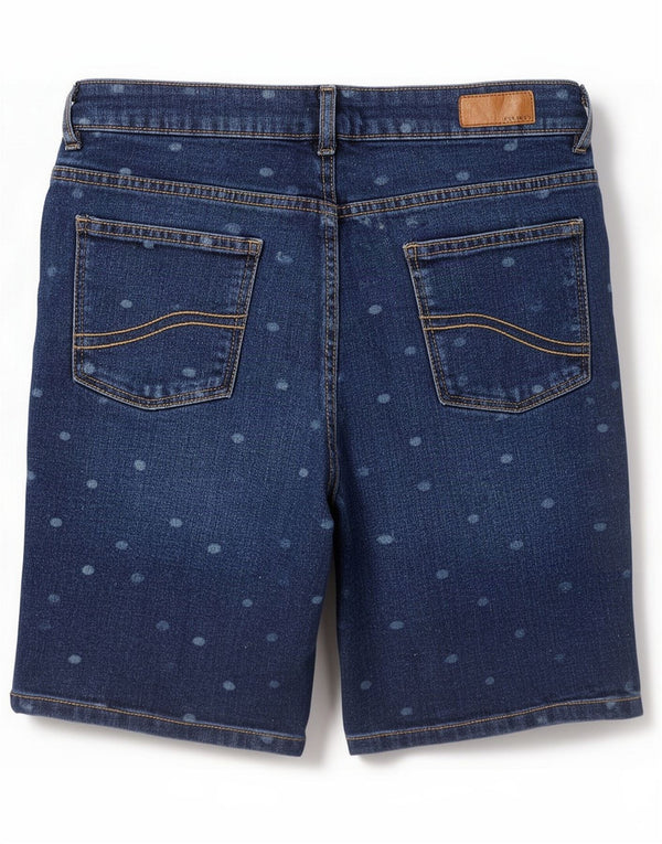 Fat Face Womens Bisley Bermuda Shorts UK 12 Medium W28 Navy Blue Spotted
