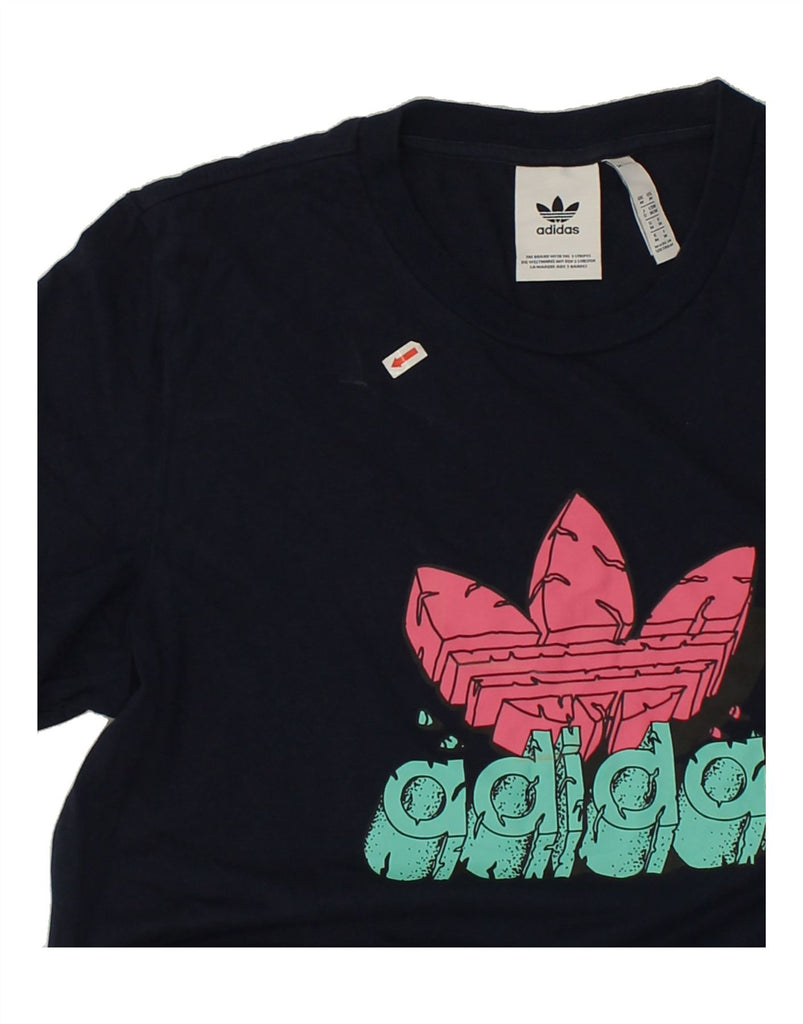 ADIDAS Mens Graphic T-Shirt Top Medium Navy Blue Cotton | Vintage Adidas | Thrift | Second-Hand Adidas | Used Clothing | Messina Hembry 