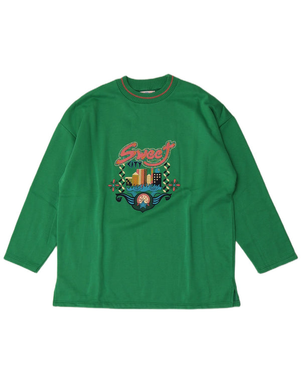 Vintage Womens Graphic Full Tracksuit UK 18 XL Green Cotton