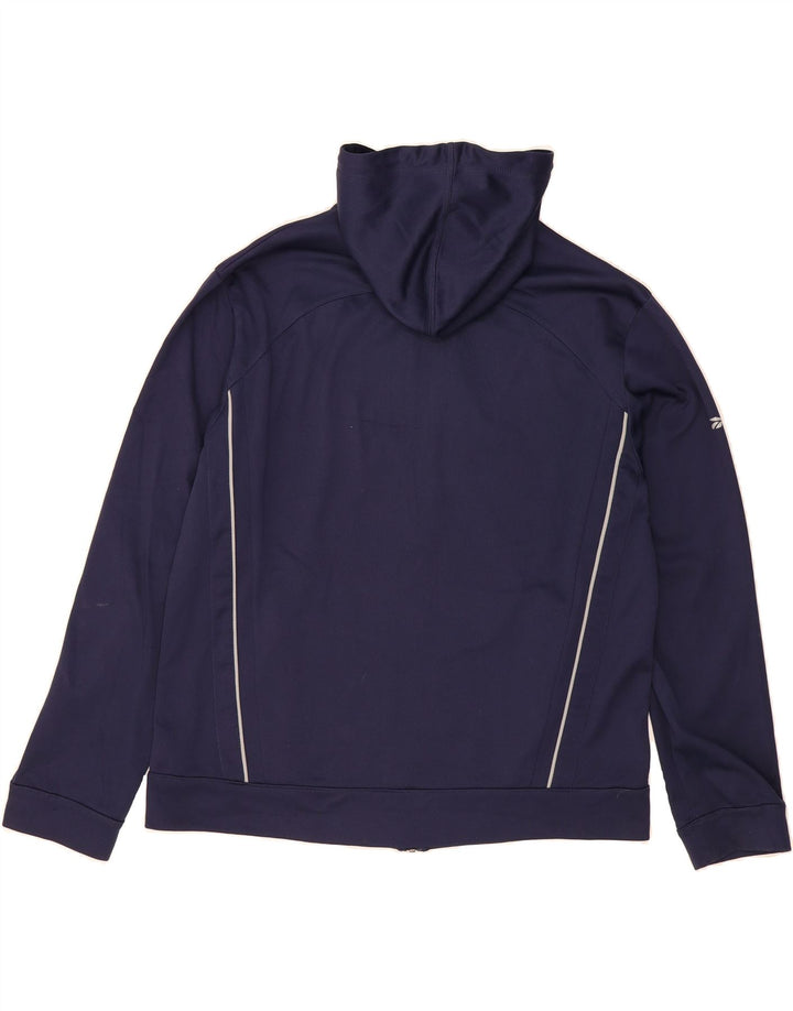 REEBOK Womens Hooded Tracksuit Top Jacket UK 16 Large Navy Blue Polyester Vintage Reebok and Second-Hand Reebok from Messina Hembry 