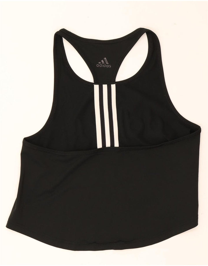 Adidas Womens Crop Graphic Vest Top UK 12/14 Medium Black Polyester