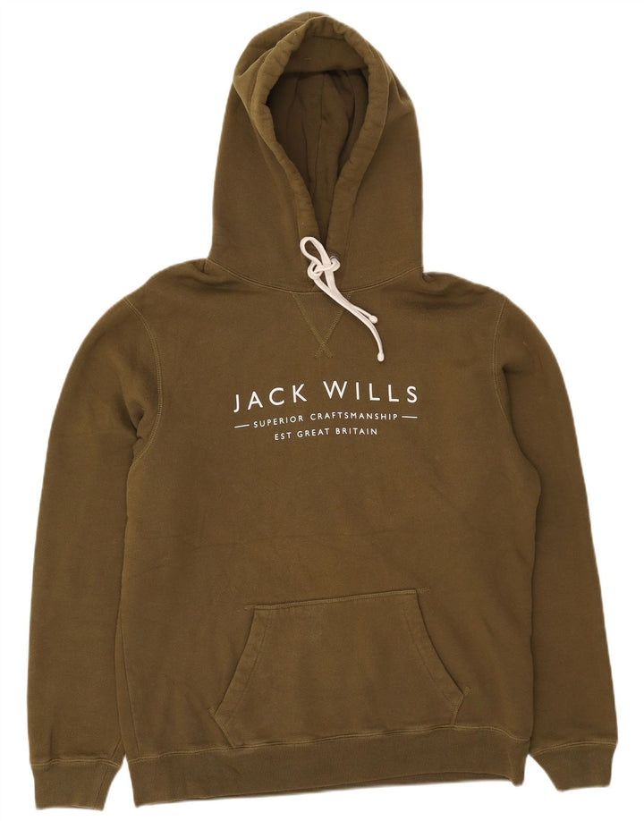 Jack Wills Mens Graphic Hoodie Jumper Medium Green Cotton