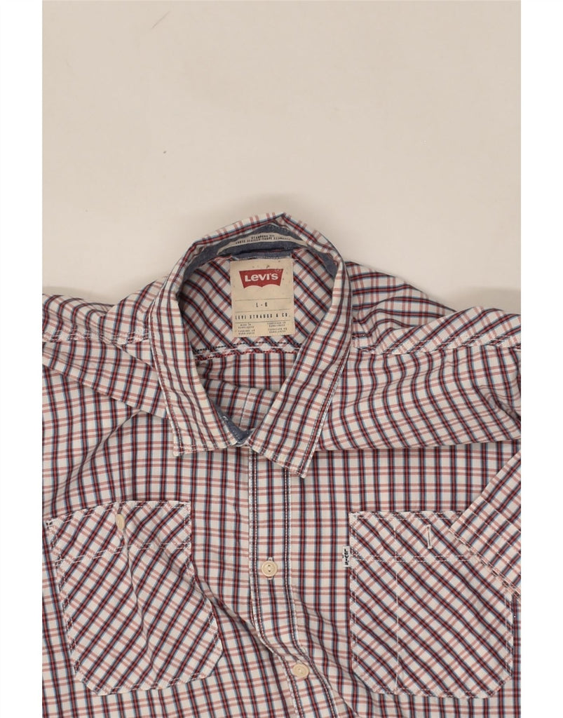 LEVI'S Mens Short Sleeve Shirt Large Red Check Cotton | Vintage Levi's | Thrift | Second-Hand Levi's | Used Clothing | Messina Hembry 