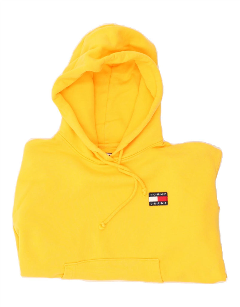 TOMMY HILFIGER Womens Oversized Hoodie Jumper UK 10 Small Yellow Cotton | Vintage Tommy Hilfiger | Thrift | Second-Hand Tommy Hilfiger | Used Clothing | Messina Hembry 