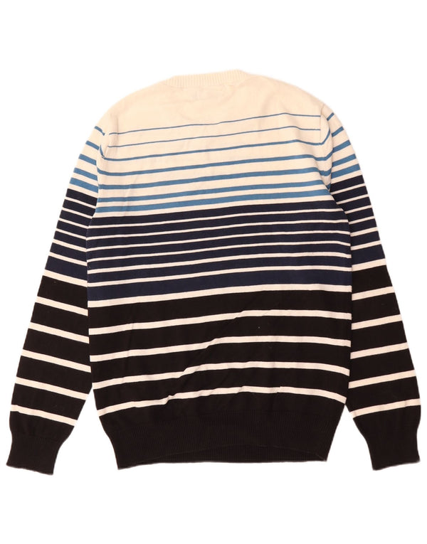 Jack & Jones Mens Crew Neck Jumper Sweater Medium Black Colourblock Cotton