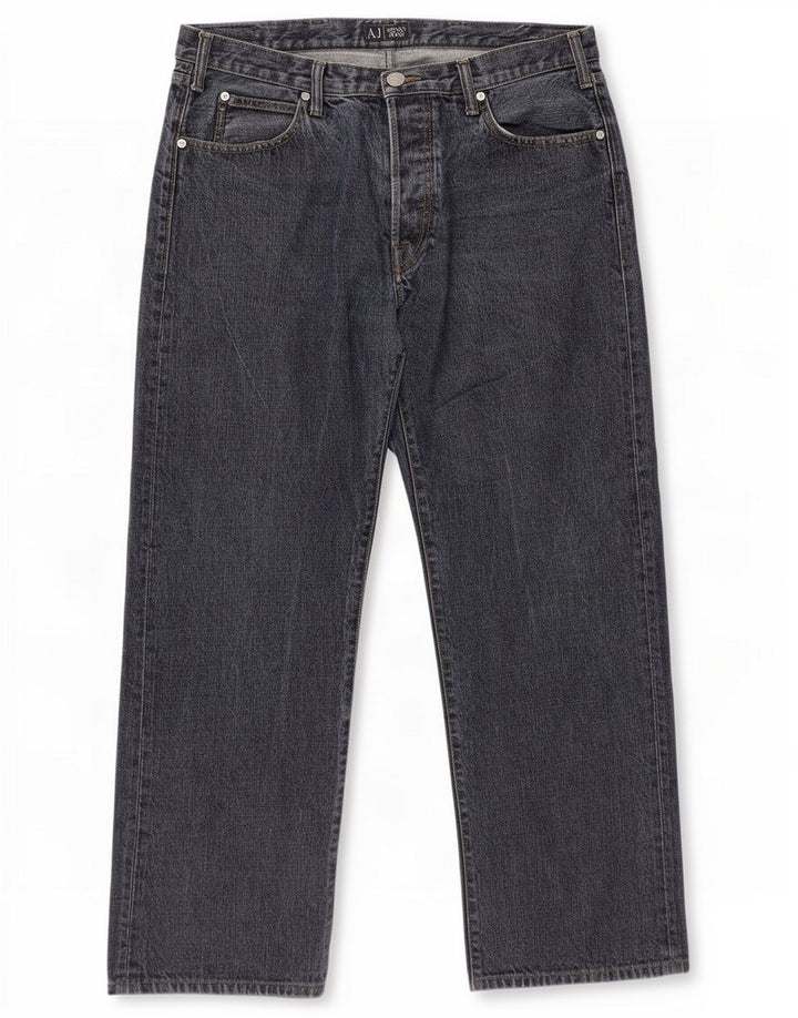 Armani Mens Straight Jeans W36 L31 Navy Blue Cotton