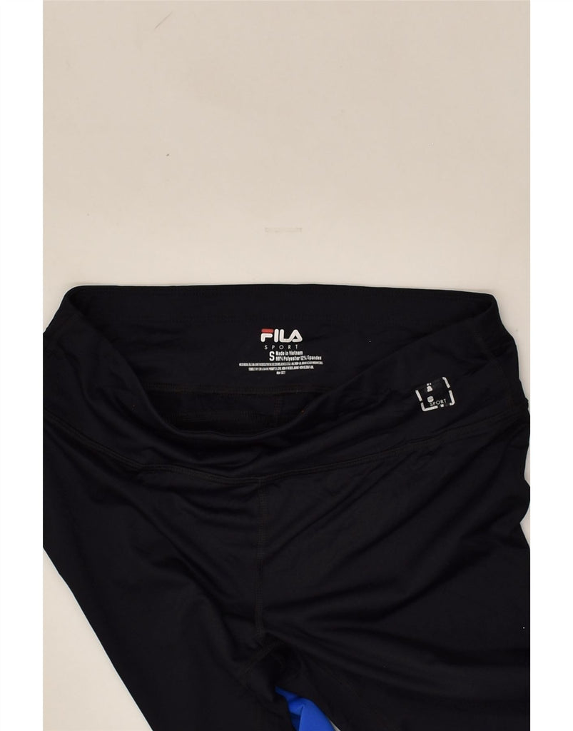 FILA Womens Capri Leggings UK 10 Small Navy Blue Colourblock Polyester | Vintage Fila | Thrift | Second-Hand Fila | Used Clothing | Messina Hembry 