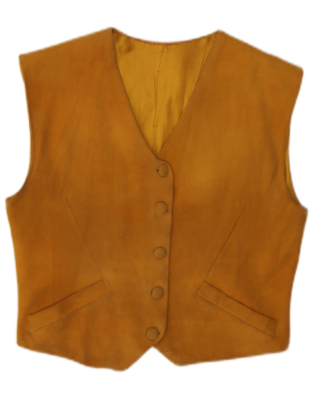 Vintage Womens Suede Waistcoat UK 8 Small Beige