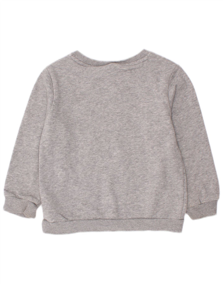Adidas Boys Graphic Sweatshirt Jumper 2-3 Years Grey Flecked Cotton