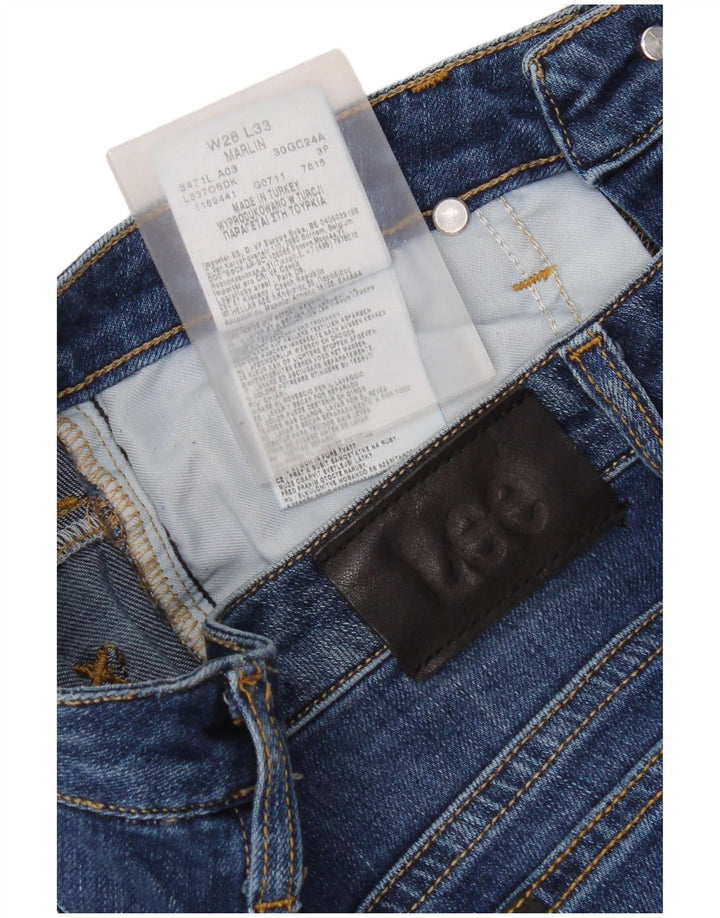 Lee Womens Marlin Straight Jeans W28 L33 Blue Cotton