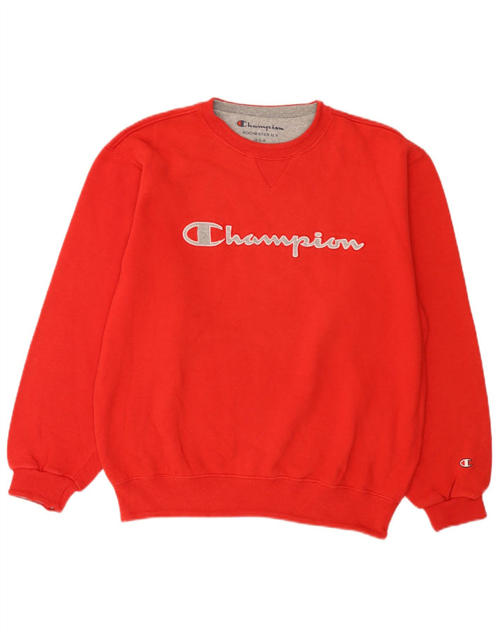 CHAMPION Mens Graphic Sweatshirt Jumper Small Red Cotton
