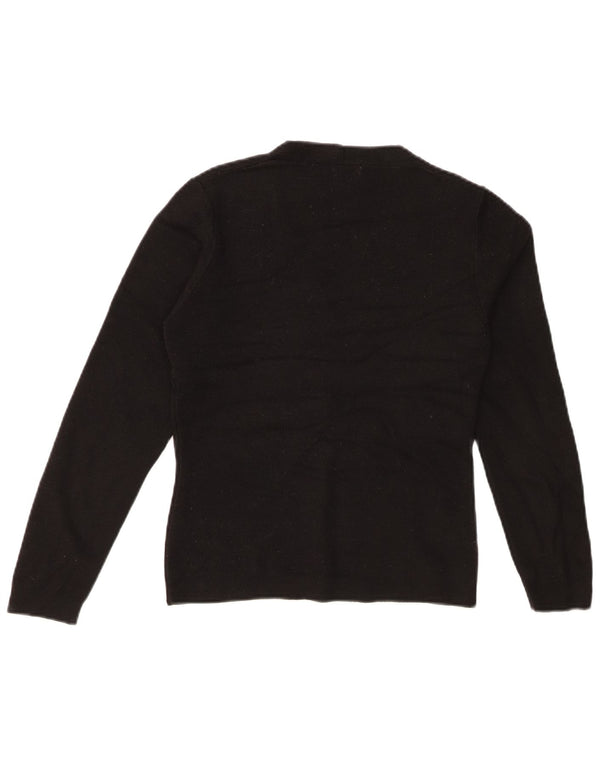 BENETTON Womens Cardigan Sweater UK 10 Small Black Wool
