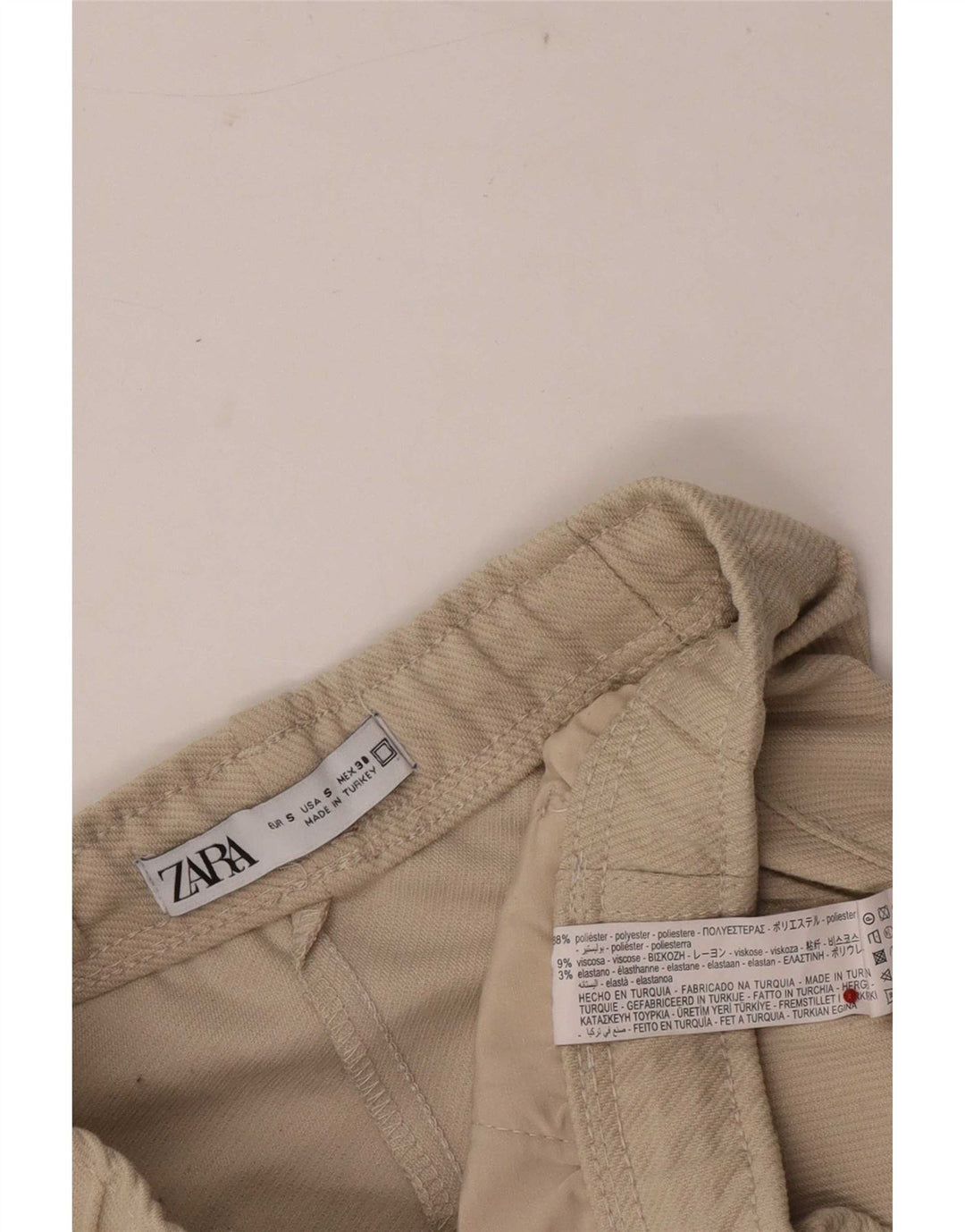 Zara Mens Casual Shorts Small W27 Beige Polyester
