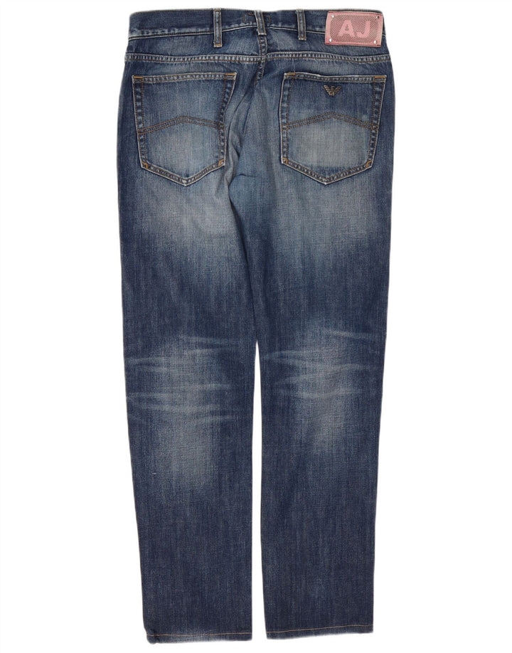 Armani Mens Distressed Slim Jeans W34 L30 Blue Cotton