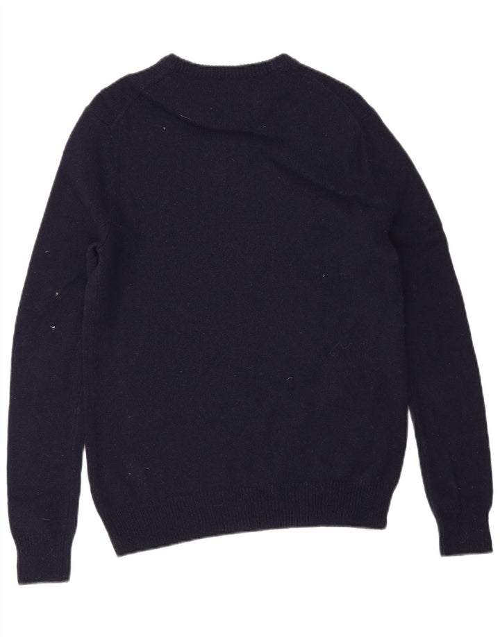 FARAH Mens Crew Neck Jumper Sweater Small Navy Blue Lambswool