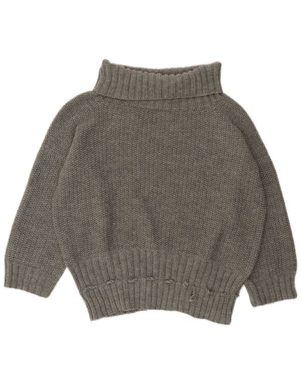 VINTAGE Womens Oversized Roll Neck Jumper Sweater UK 22 3XL Grey